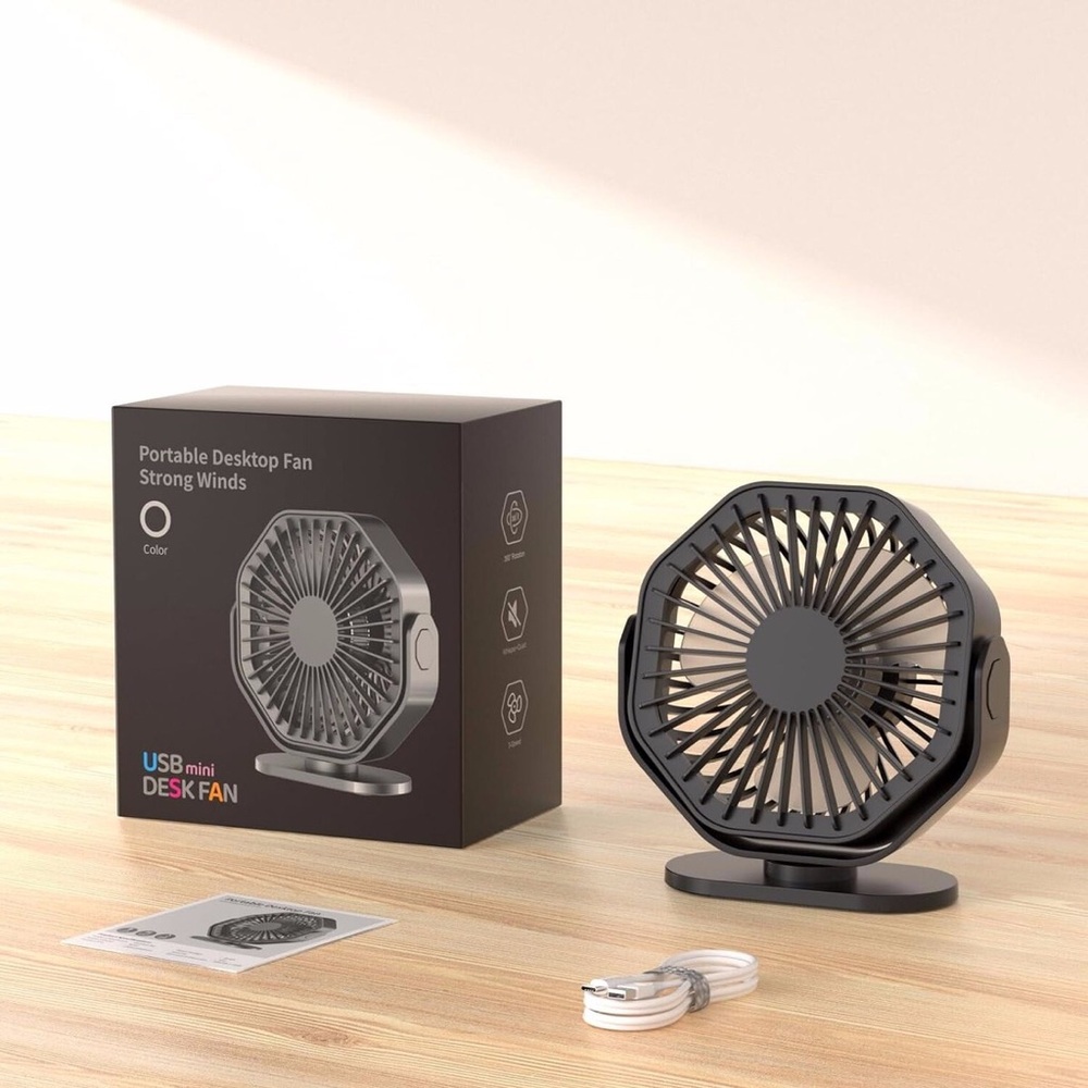 Sleek Black USB Desktop Fan